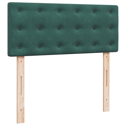 Cama boxspring com colchão 120x190 cm veludo verde-escuro