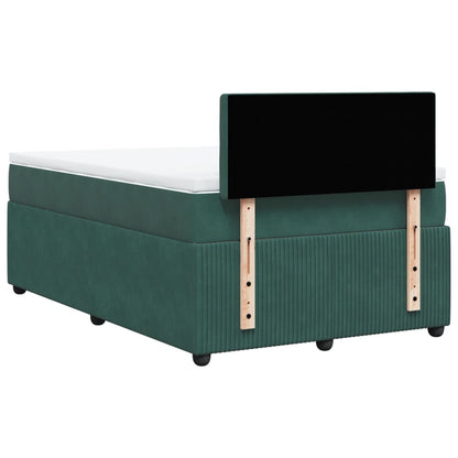 Cama boxspring com colchão 120x190 cm veludo verde-escuro