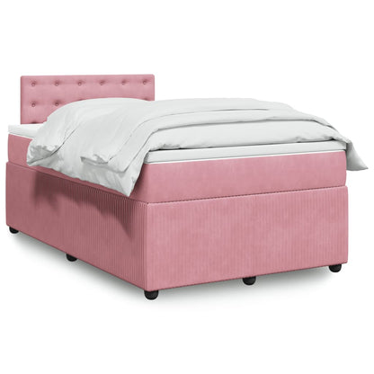 Cama boxspring com colchão 120x190 cm veludo rosa