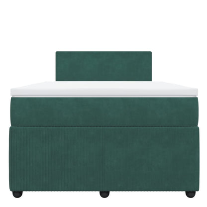 Cama boxspring com colchão 120x200 cm veludo verde-escuro