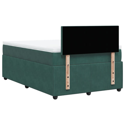 Cama boxspring com colchão 120x200 cm veludo verde-escuro