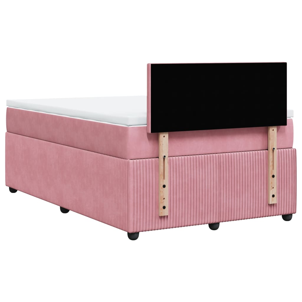 Cama boxspring com colchão 120x200 cm veludo rosa