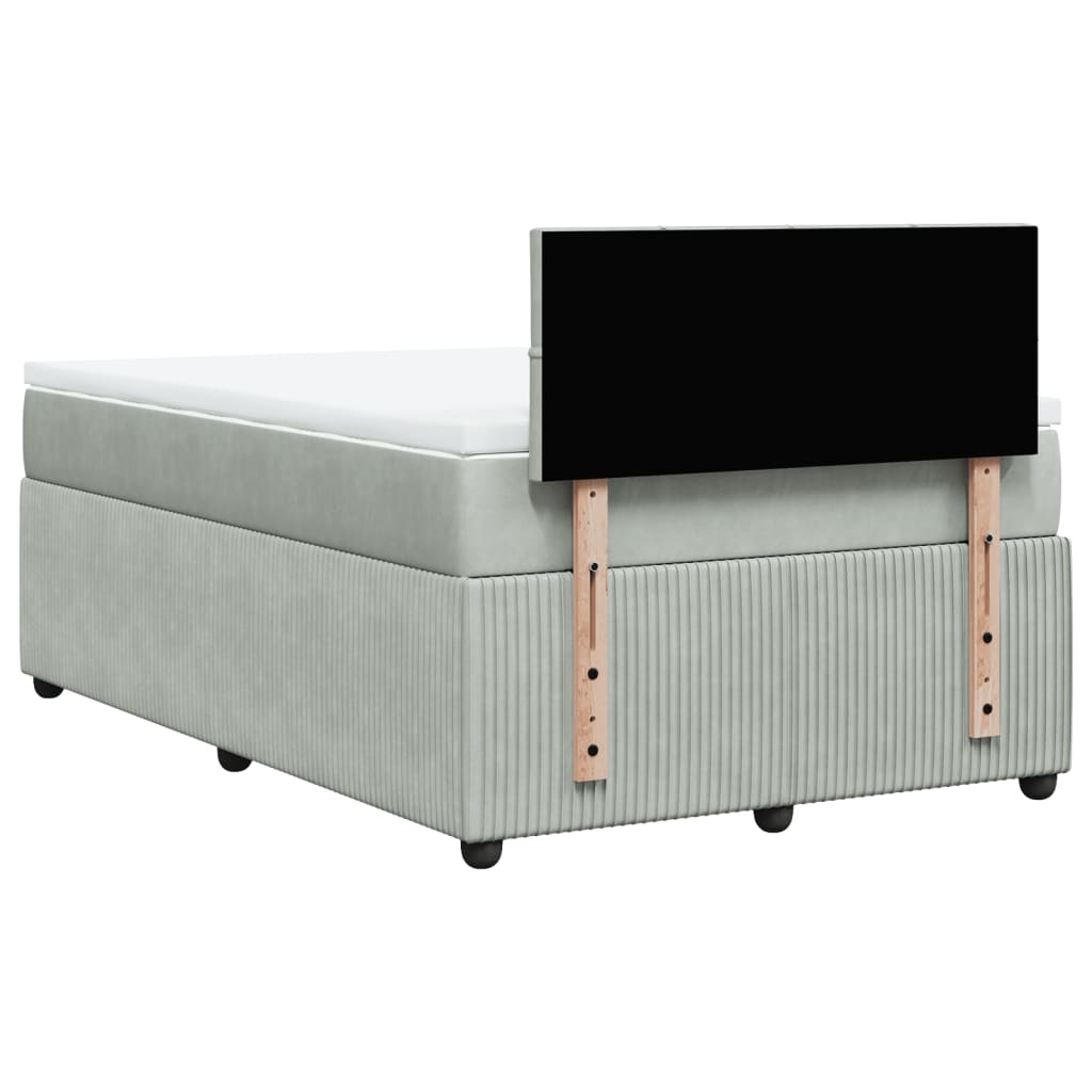 Cama boxspring c/ colchão 120x200 cm veludo cinzento-claro