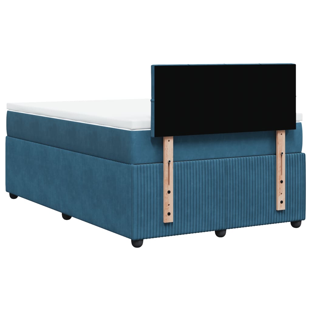 Cama boxspring com colchão 120x200 cm veludo azul