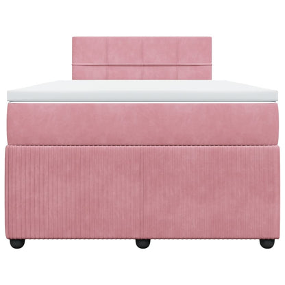 Cama boxspring com colchão 120x200 cm veludo rosa