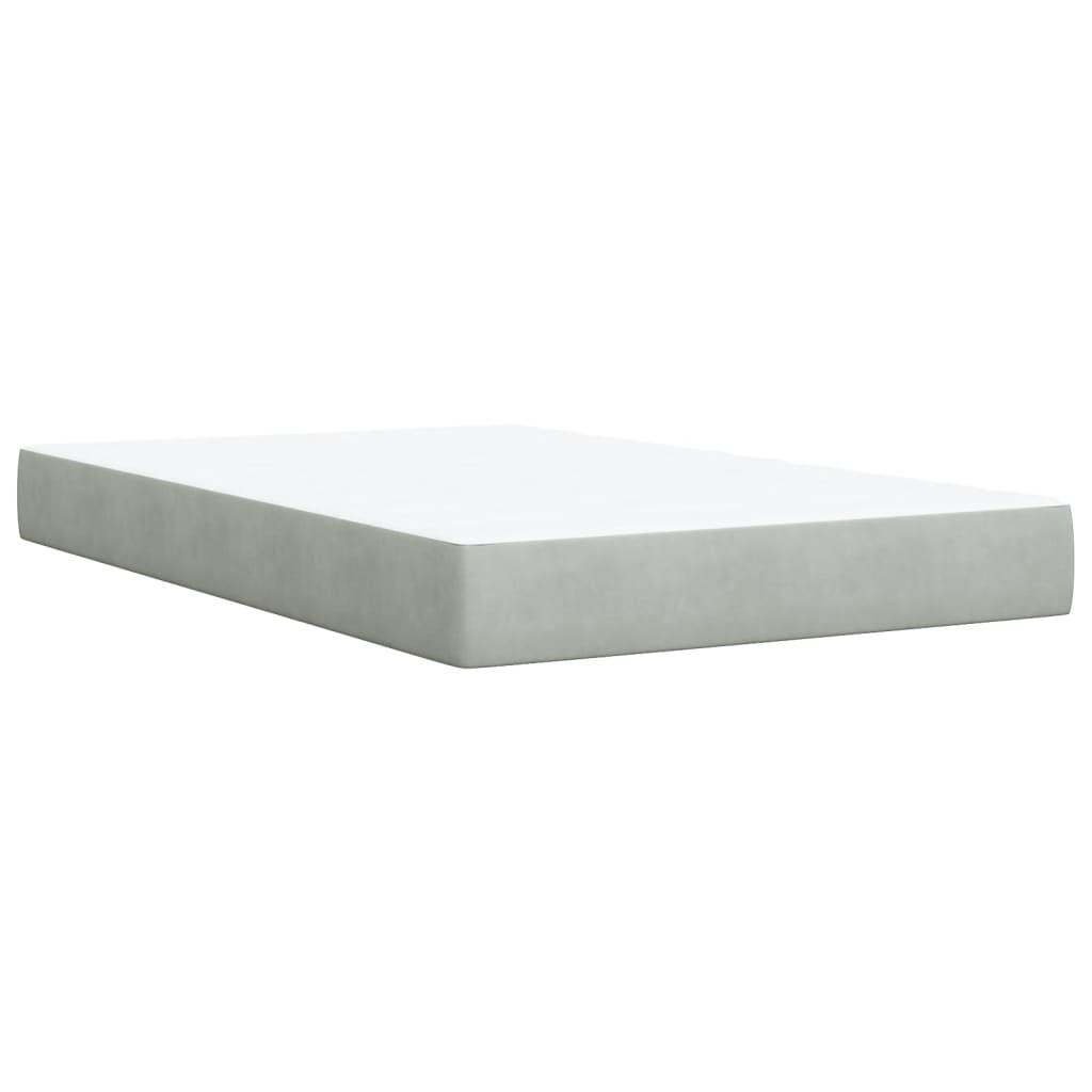 Cama boxspring c/ colchão 120x200 cm veludo cinzento-claro