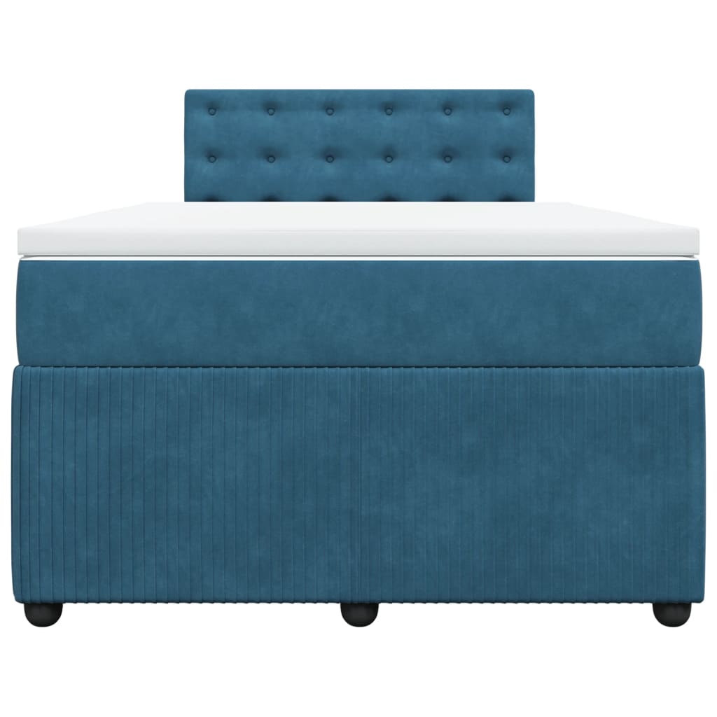 Cama boxspring com colchão 120x200 cm veludo azul