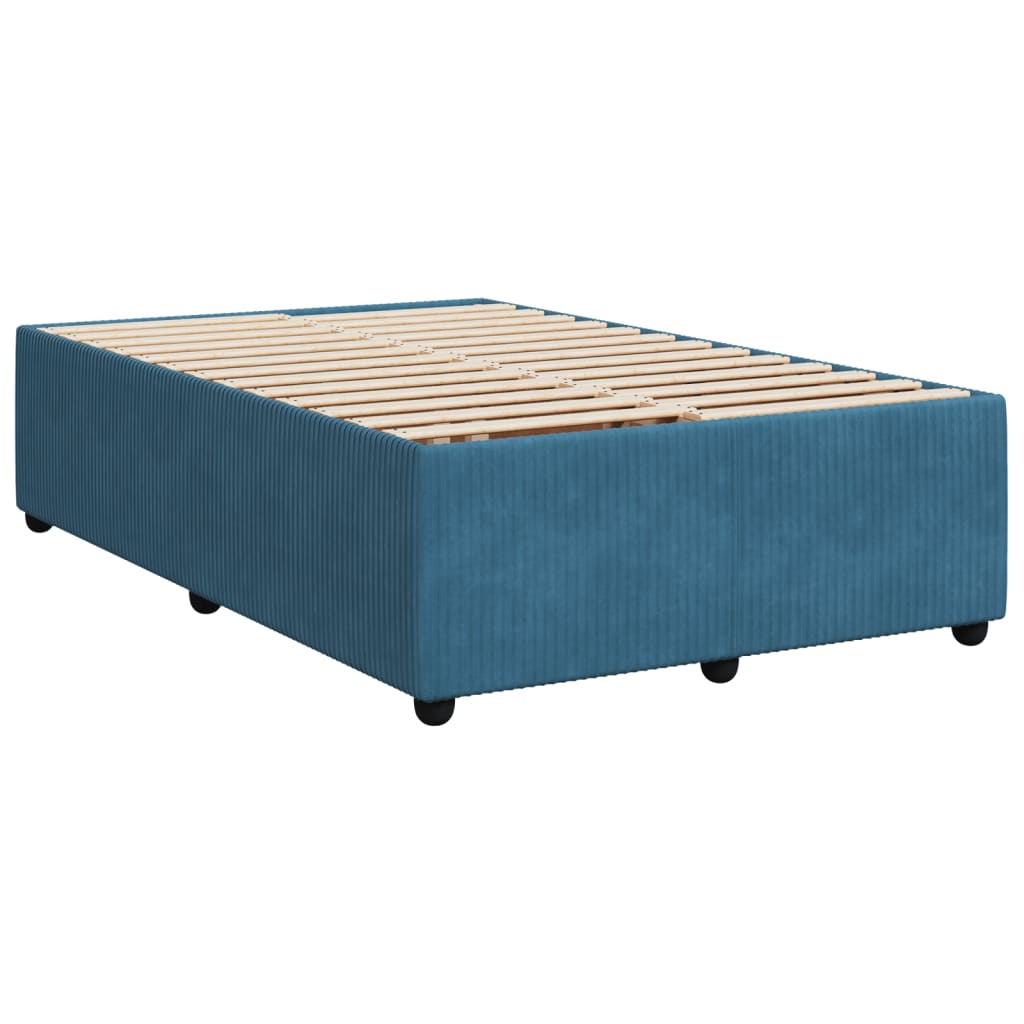 Cama boxspring com colchão 120x200 cm veludo azul