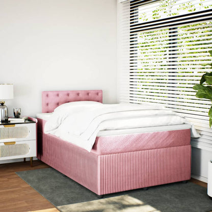 Cama boxspring com colchão 120x200 cm veludo rosa