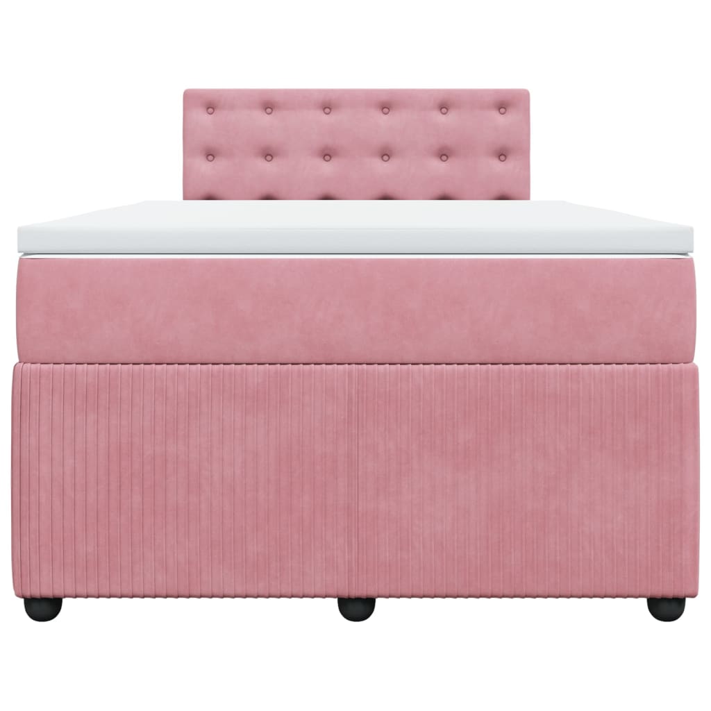 Cama boxspring com colchão 120x200 cm veludo rosa