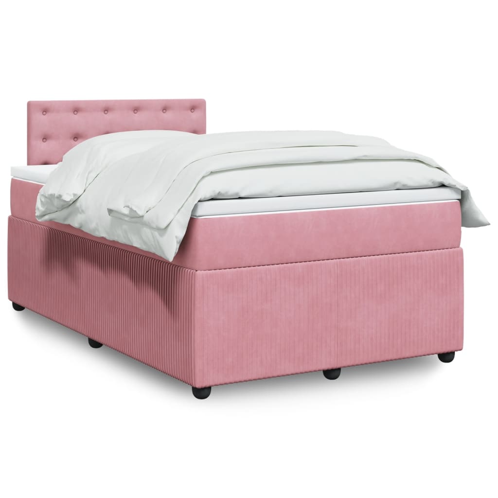 Cama boxspring com colchão 120x200 cm veludo rosa