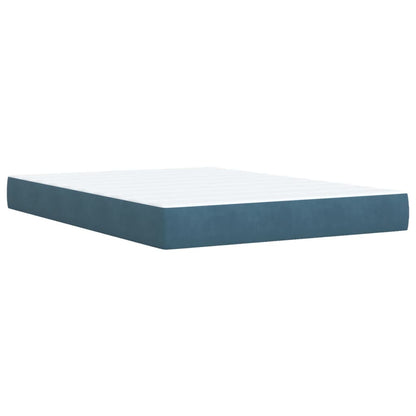 Cama boxspring com colchão 140x190 cm veludo azul