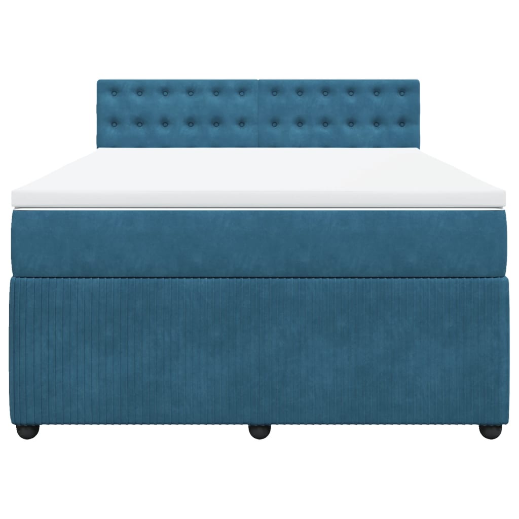 Cama boxspring com colchão 140x190 cm veludo azul