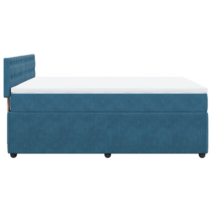 Cama boxspring com colchão 140x190 cm veludo azul