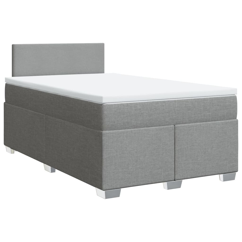 Cama boxspring com colchão 120x190 cm tecido cinzento-claro