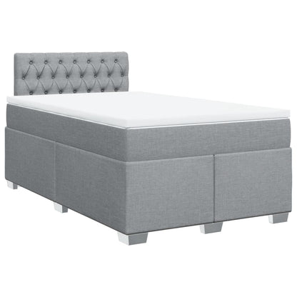 Cama boxspring com colchão 120x190 cm tecido cinzento-claro