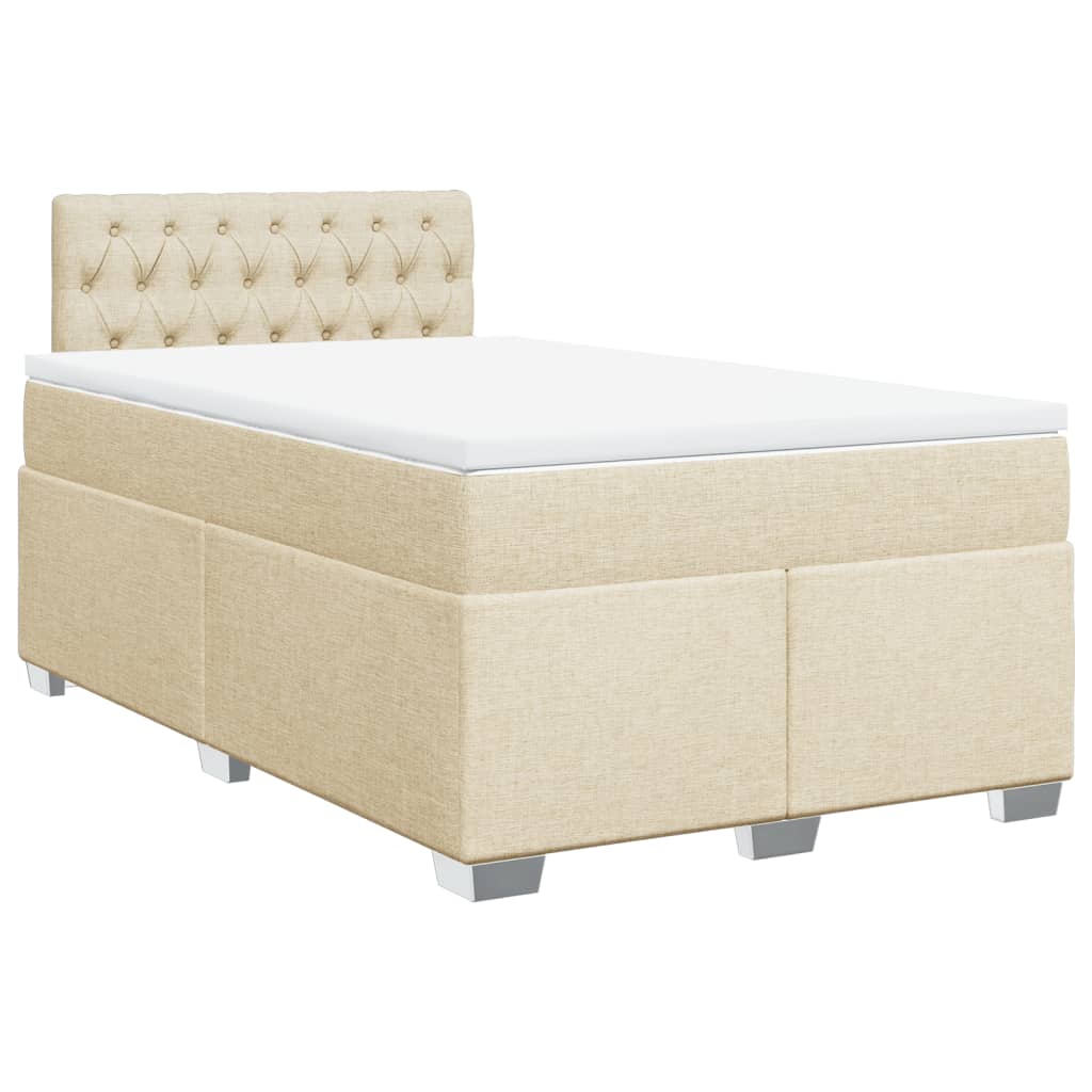 Cama boxspring com colchão 120x190 cm tecido cor creme