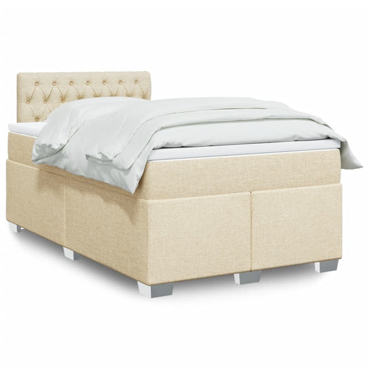 Cama boxspring com colchão 120x190 cm tecido cor creme