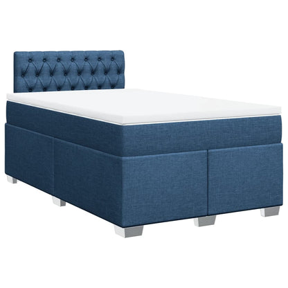 Cama boxspring com colchão 120x190 cm tecido azul