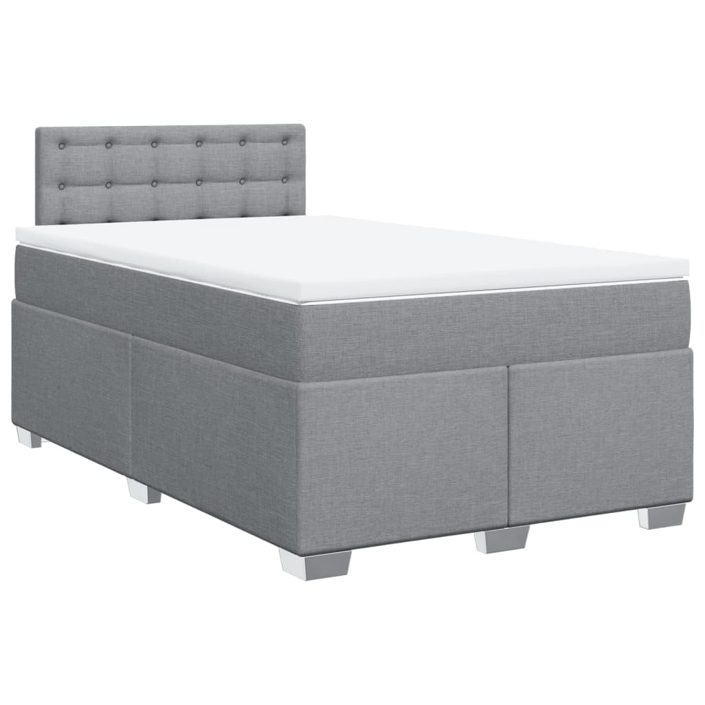 Cama boxspring com colchão 120x190 cm tecido cinzento-claro