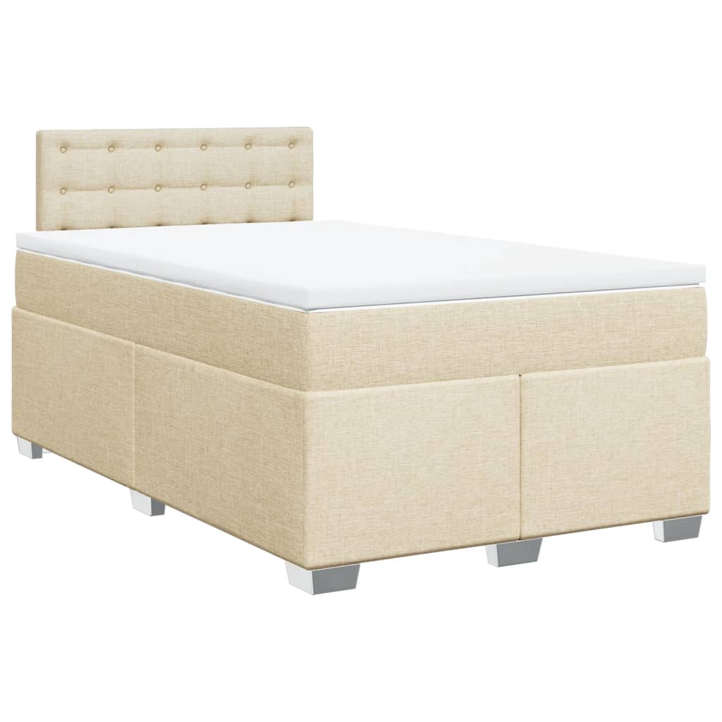 Cama boxspring com colchão 120x190 cm tecido cor creme