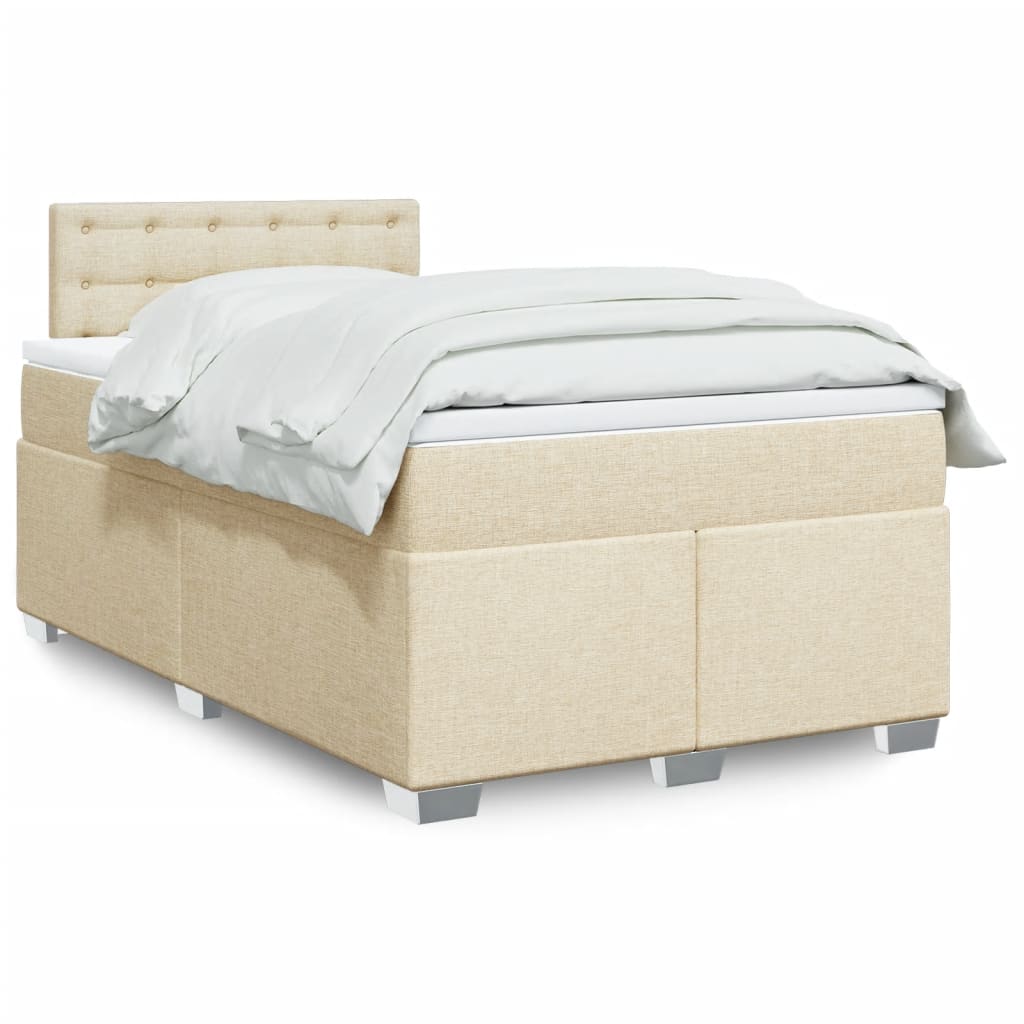 Cama boxspring com colchão 120x190 cm tecido cor creme