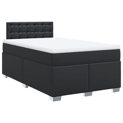 Cama boxspring com colchão 120x190 cm couro artificial preto