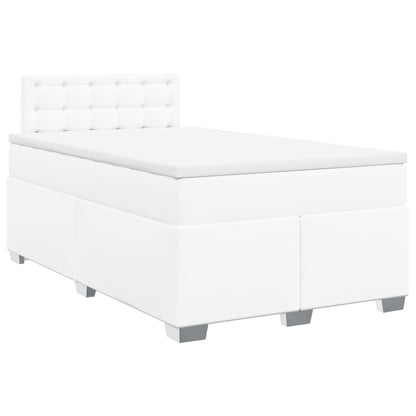 Cama boxspring com colchão 120x190 cm couro artificial branco