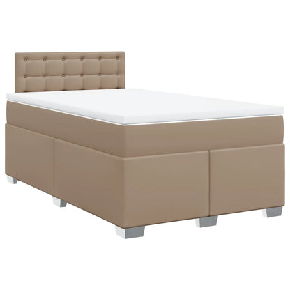 Cama boxspring c/ colchão 120x190cm couro artificial cappuccino