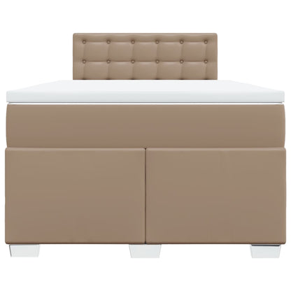 Cama boxspring c/ colchão 120x190cm couro artificial cappuccino