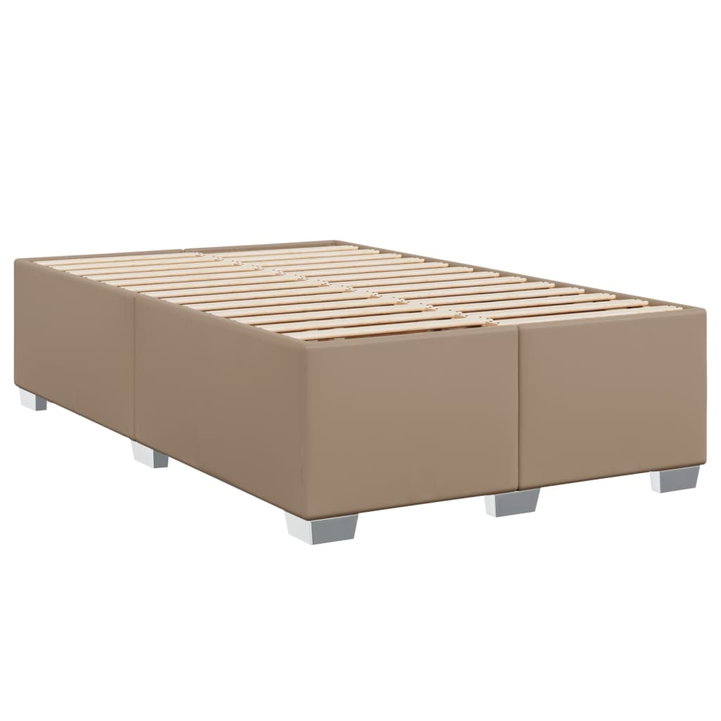 Cama boxspring c/ colchão 120x190cm couro artificial cappuccino