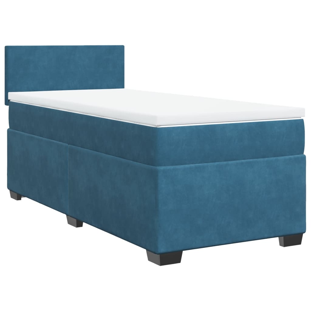 Cama boxspring com colchão 80x200 cm veludo azul