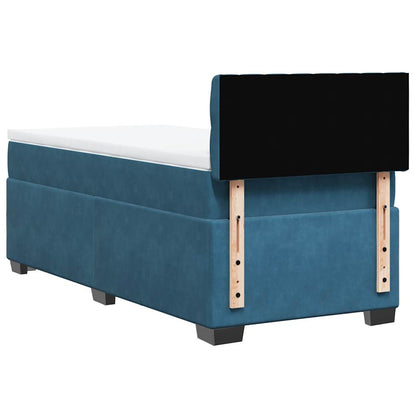 Cama boxspring com colchão 80x200 cm veludo azul