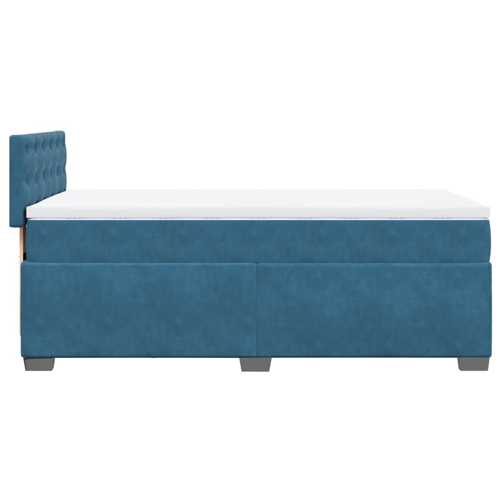 Cama boxspring com colchão 90x190 cm veludo azul