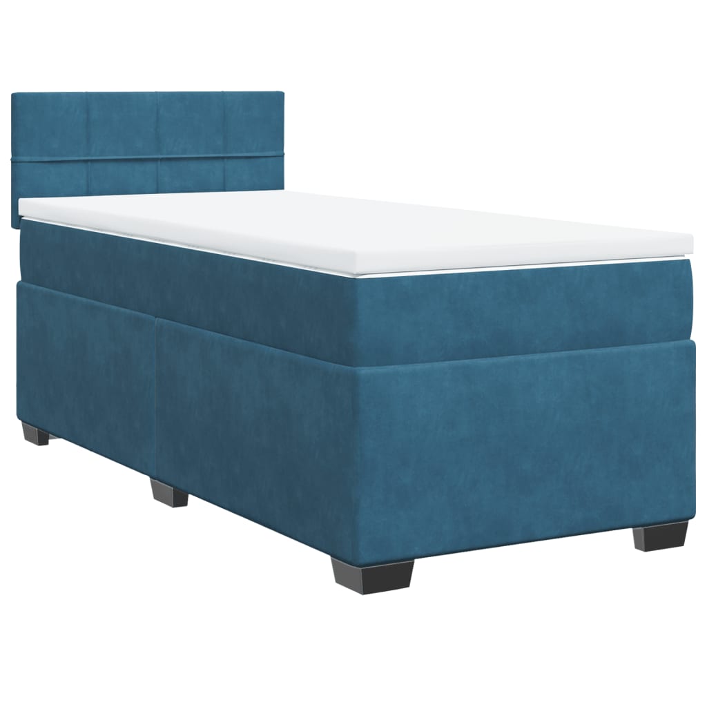 Cama boxspring com colchão 90x190 cm veludo azul