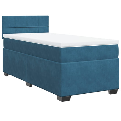 Cama boxspring com colchão 90x190 cm veludo azul