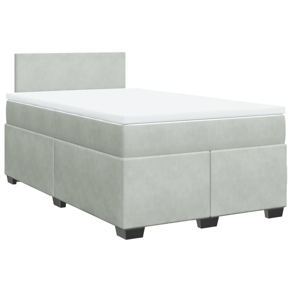 Cama boxspring com colchão 120x190 cm veludo cinzento-claro