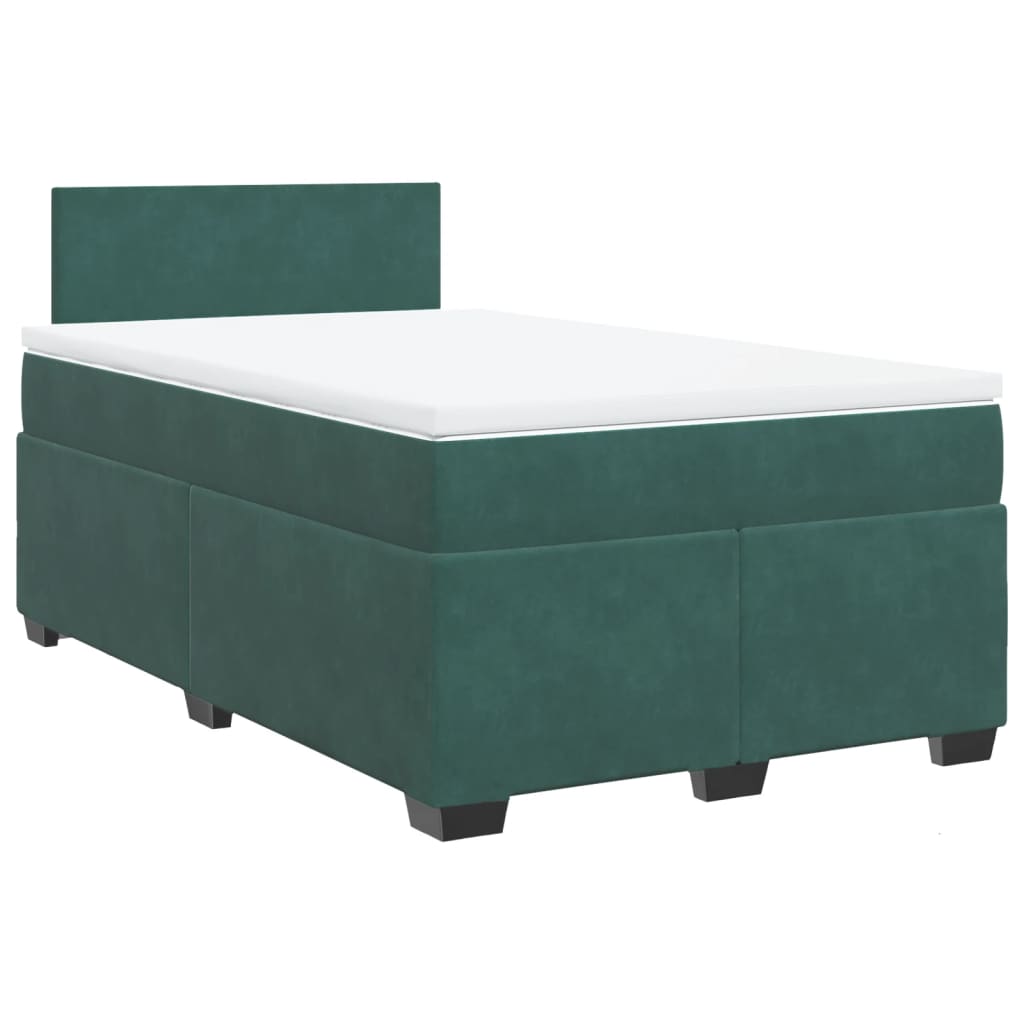 Cama boxspring com colchão 120x190 cm veludo verde-escuro