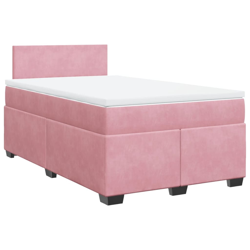 Cama boxspring com colchão 120x190 cm veludo rosa