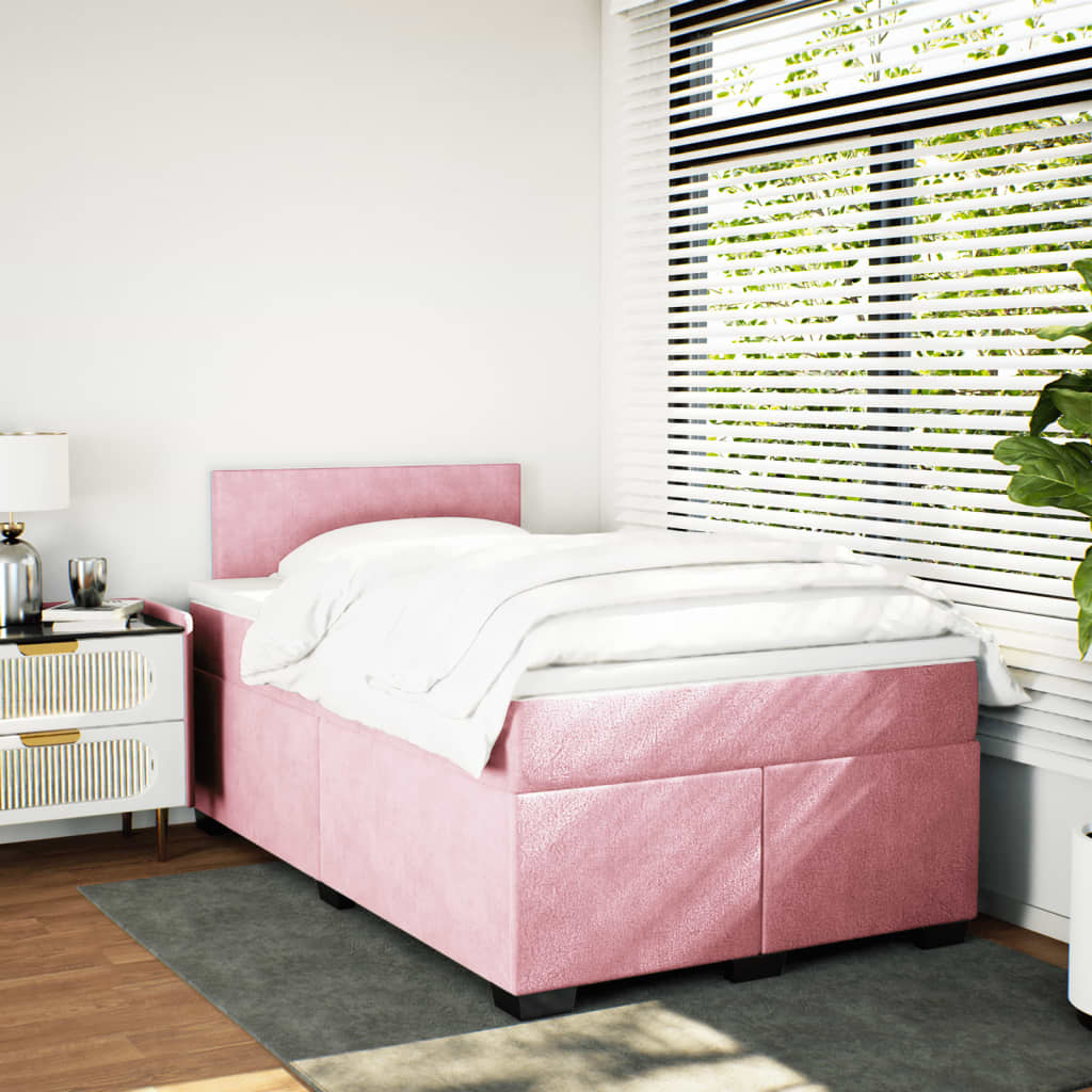 Cama boxspring com colchão 120x190 cm veludo rosa