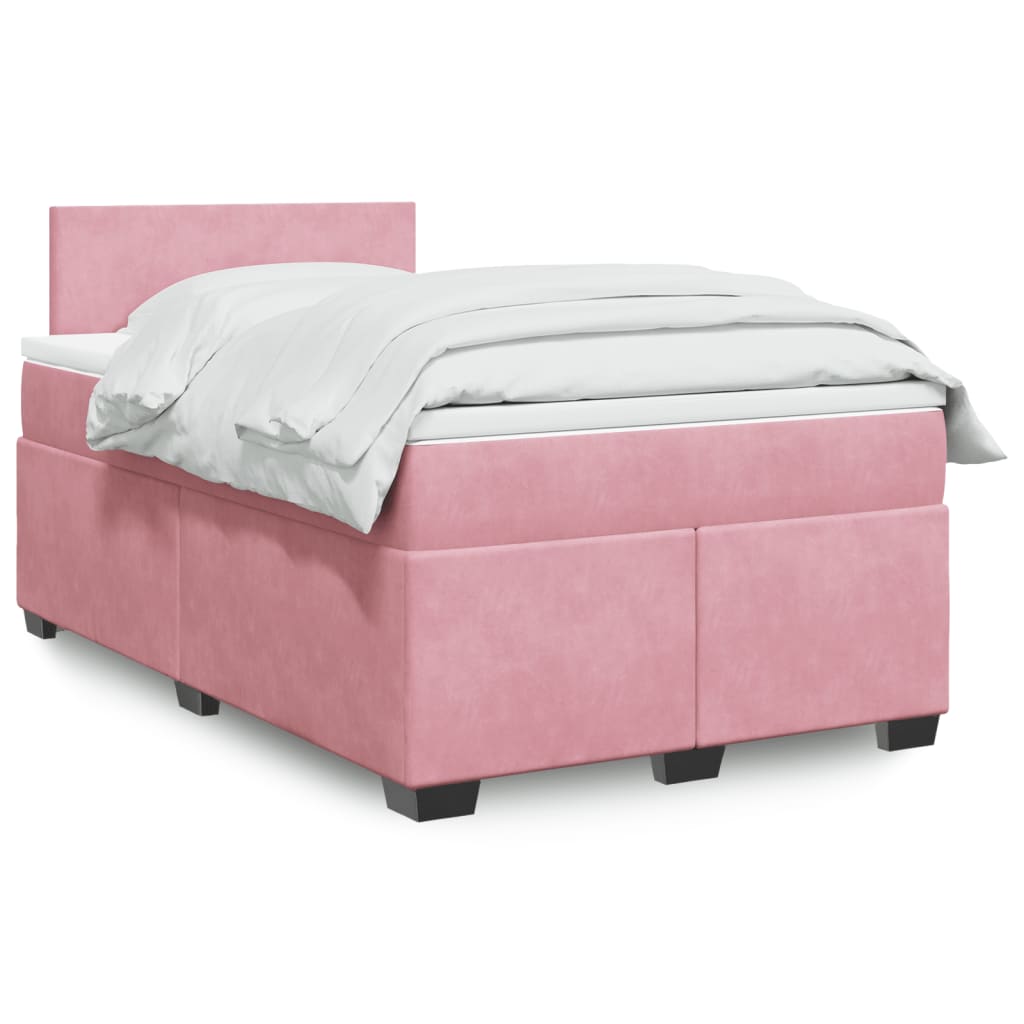 Cama boxspring com colchão 120x190 cm veludo rosa