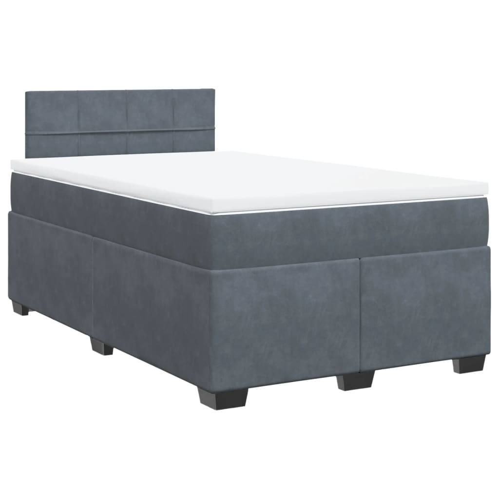 Cama boxspring com colchão 120x190 cm veludo cinzento-escuro