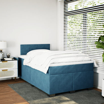 Cama boxspring com colchão 120x190 cm veludo azul