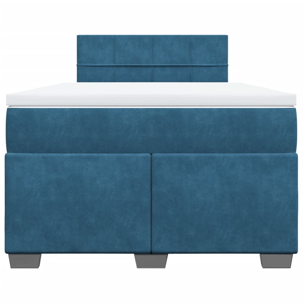 Cama boxspring com colchão 120x190 cm veludo azul