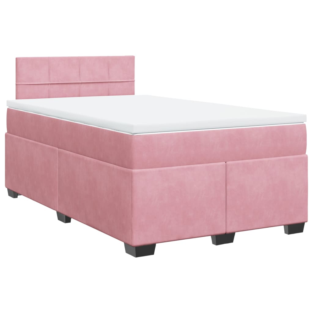 Cama boxspring com colchão 120x190 cm veludo rosa