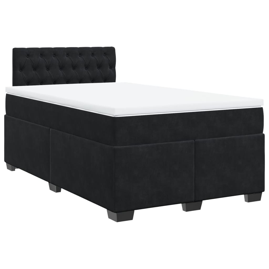 Cama boxspring com colchão 120x190 cm veludo preto