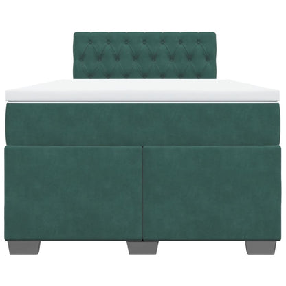 Cama boxspring com colchão 120x190 cm veludo verde-escuro