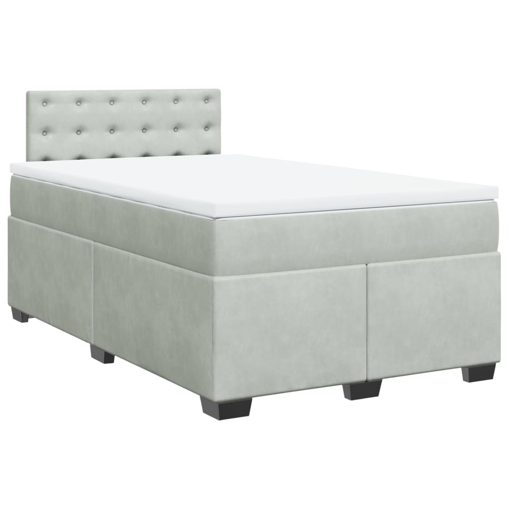 Cama boxspring com colchão 120x190 cm veludo cinzento-claro