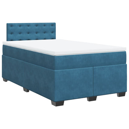 Cama boxspring com colchão 120x190 cm veludo azul