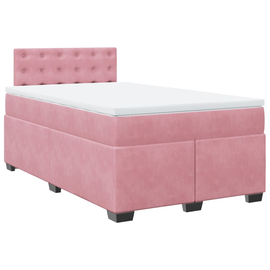 Cama boxspring com colchão 120x190 cm veludo rosa